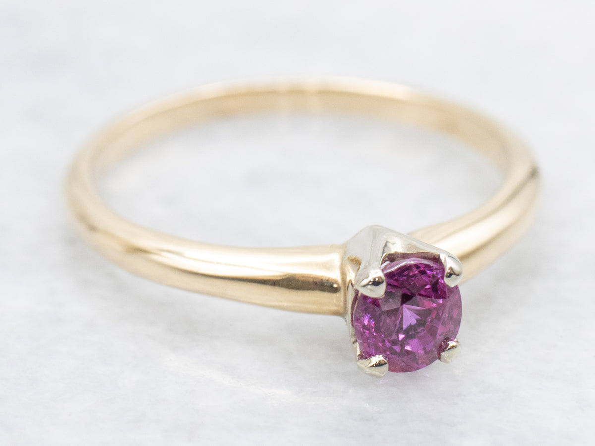 Berry Pink Sapphire Solitaire Engagement Ring