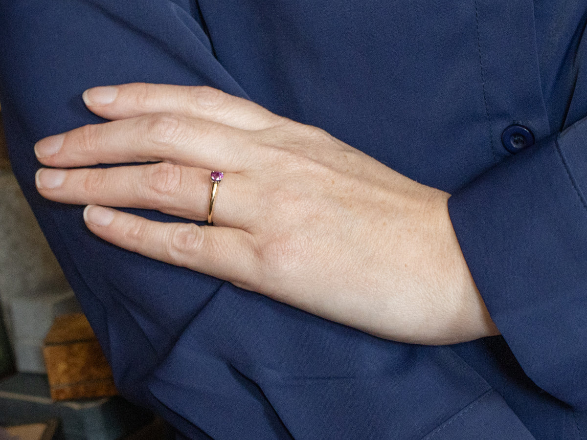 Berry Pink Sapphire Solitaire Engagement Ring