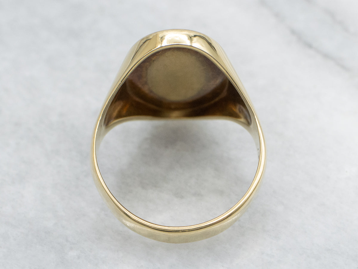 Vintage 18-Karat Gold Shield and Crest Signet Ring