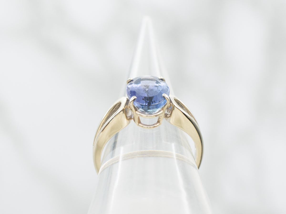 Minimalist Modern Tanzanite Engagement Ring in White Gold