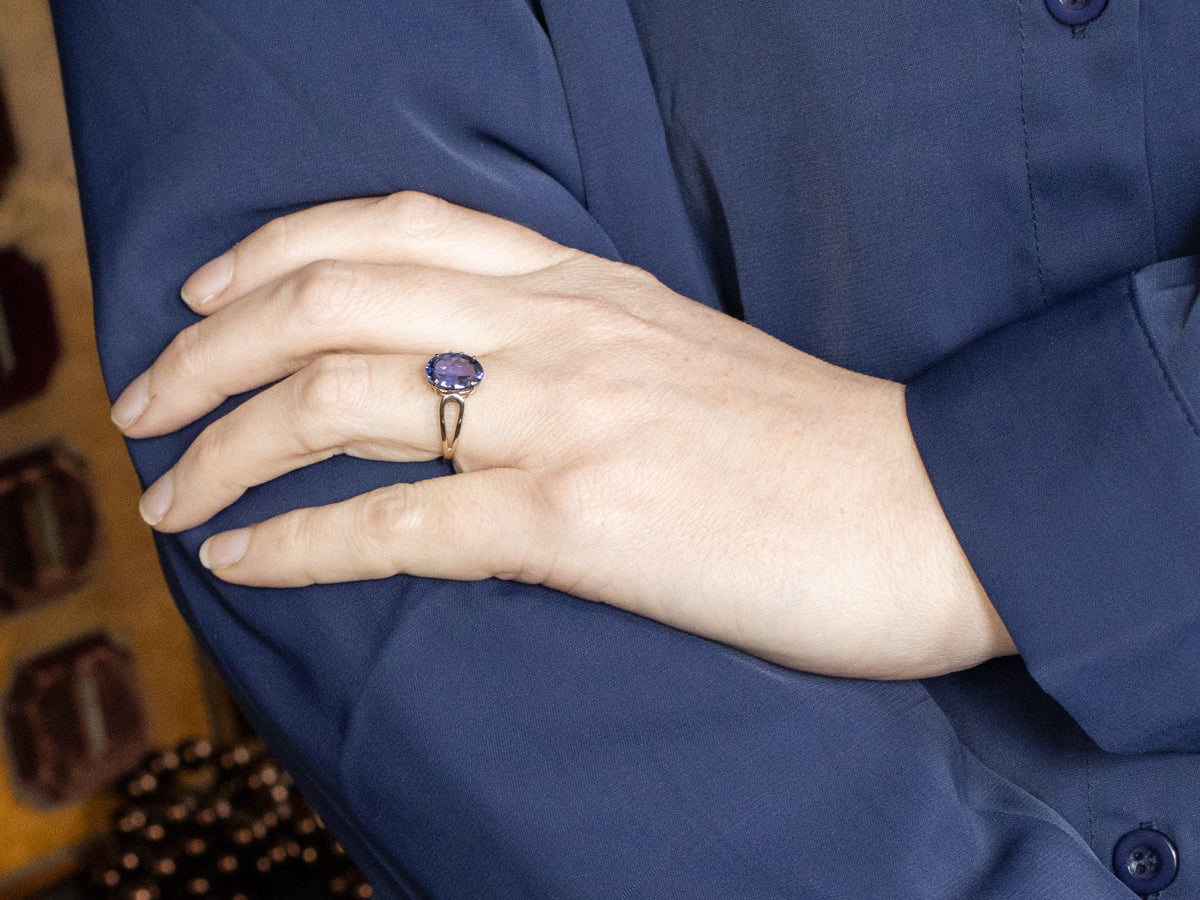 Minimalist Modern Tanzanite Engagement Ring in White Gold