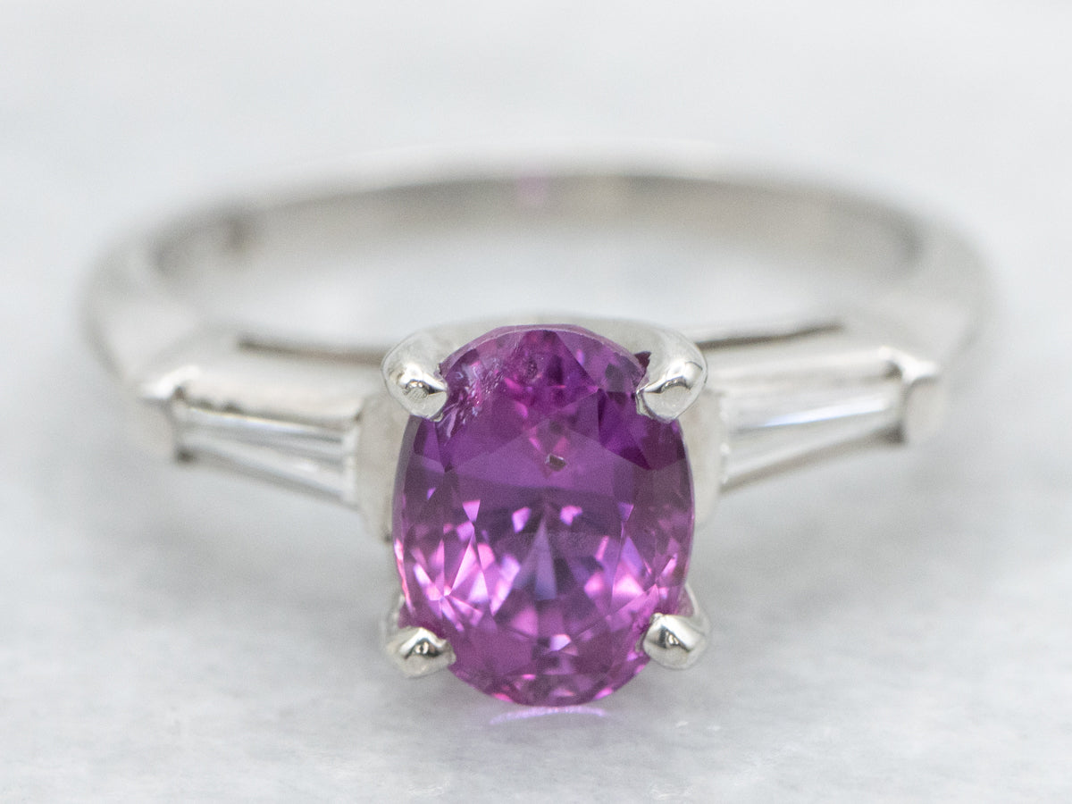 1930's Deep Fuscia Ceylon Sapphire Vintage Engagement Ring