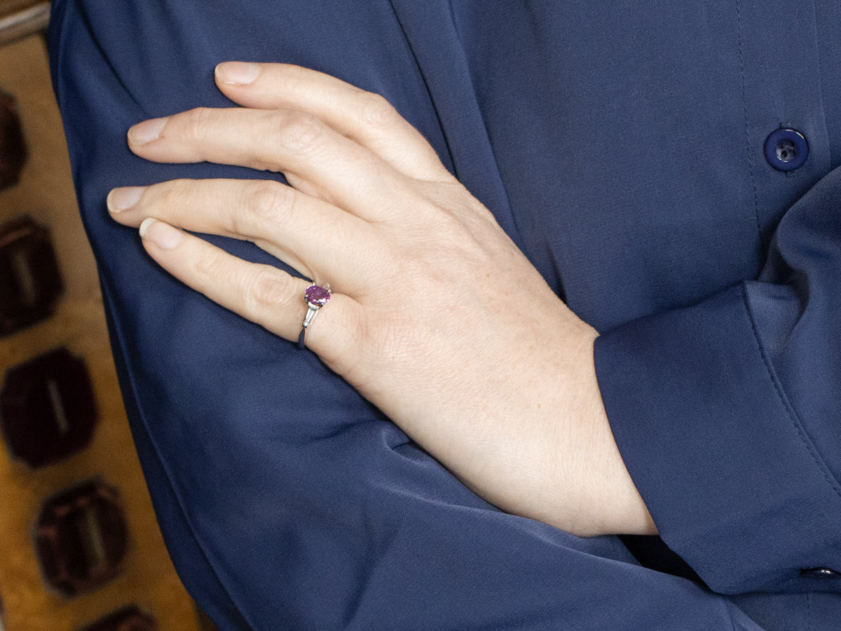 1930's Deep Fuscia Ceylon Sapphire Vintage Engagement Ring