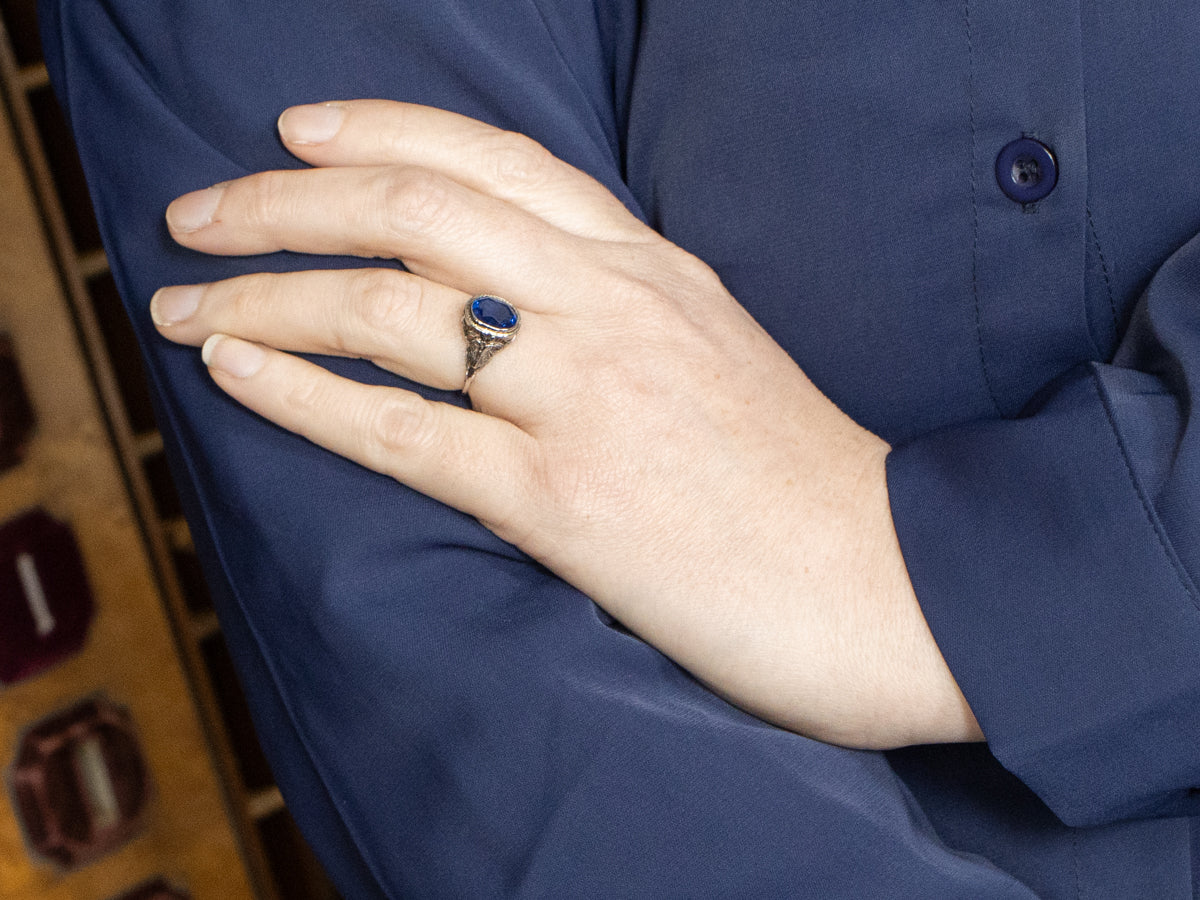 Cornflower Blue Ceylon Sapphire in an Antique Filigree Mounting