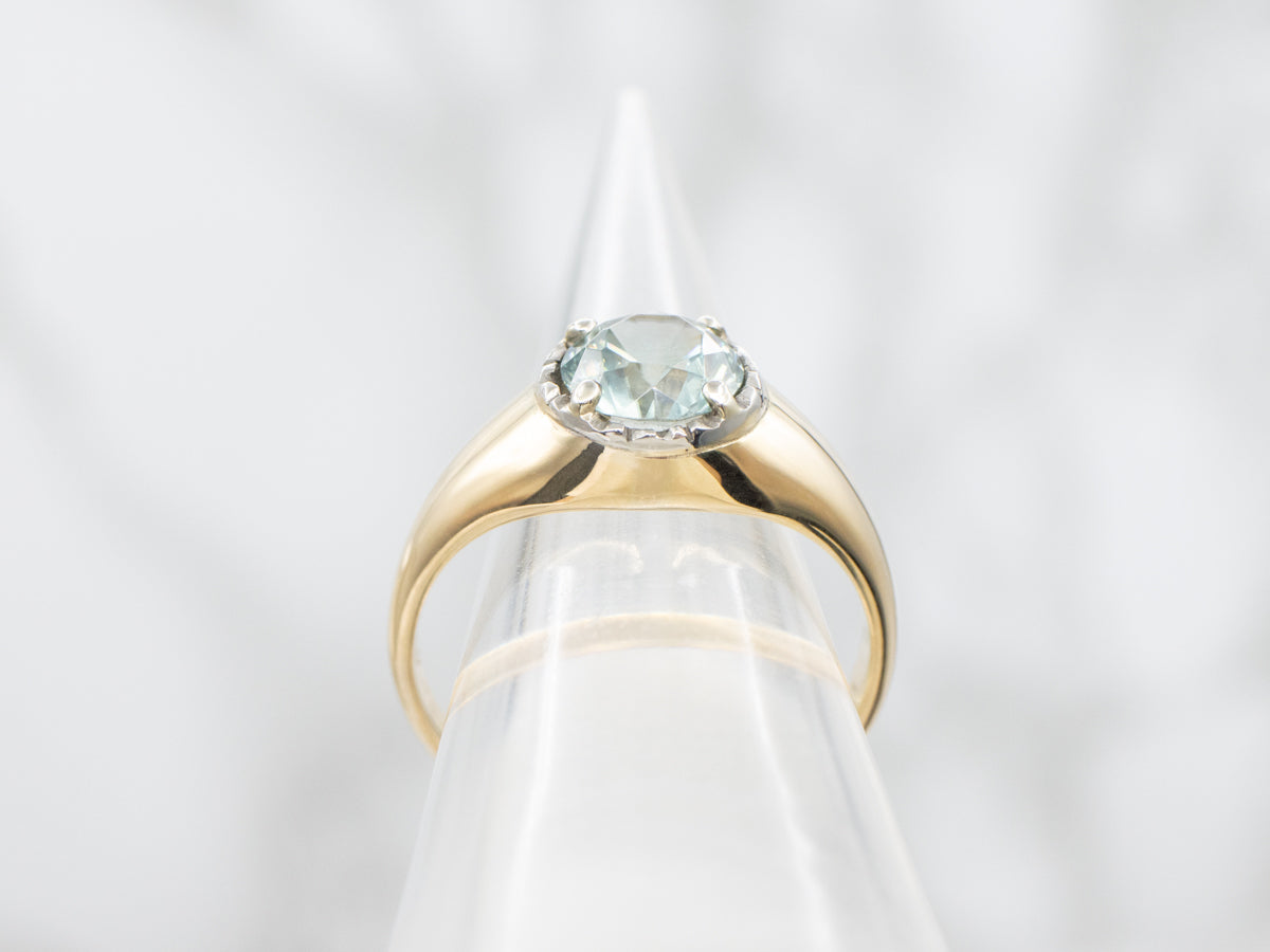 Bold Statement Ring with Blue Zircon for Gentleman or Lady