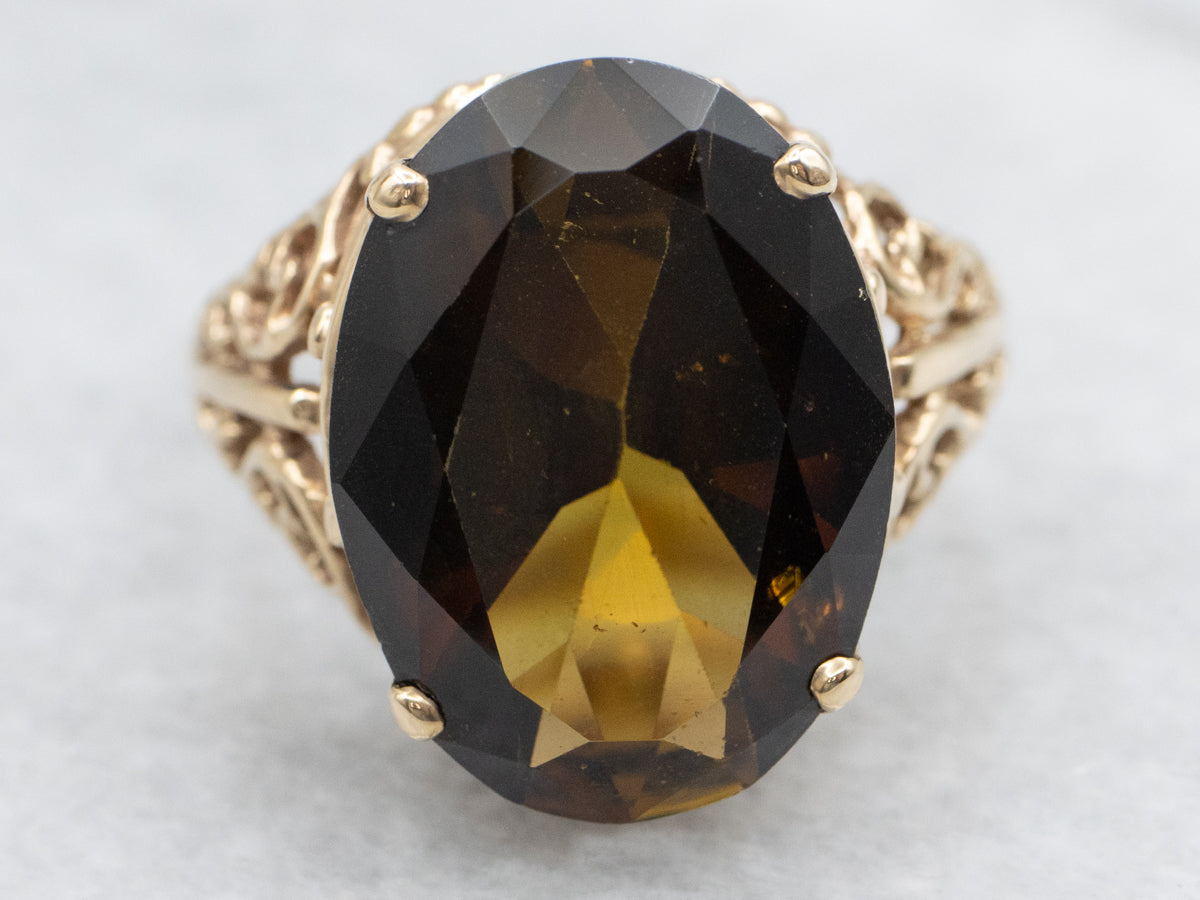 Dravite Tourmaline Gemstone in a Filigree Mounting