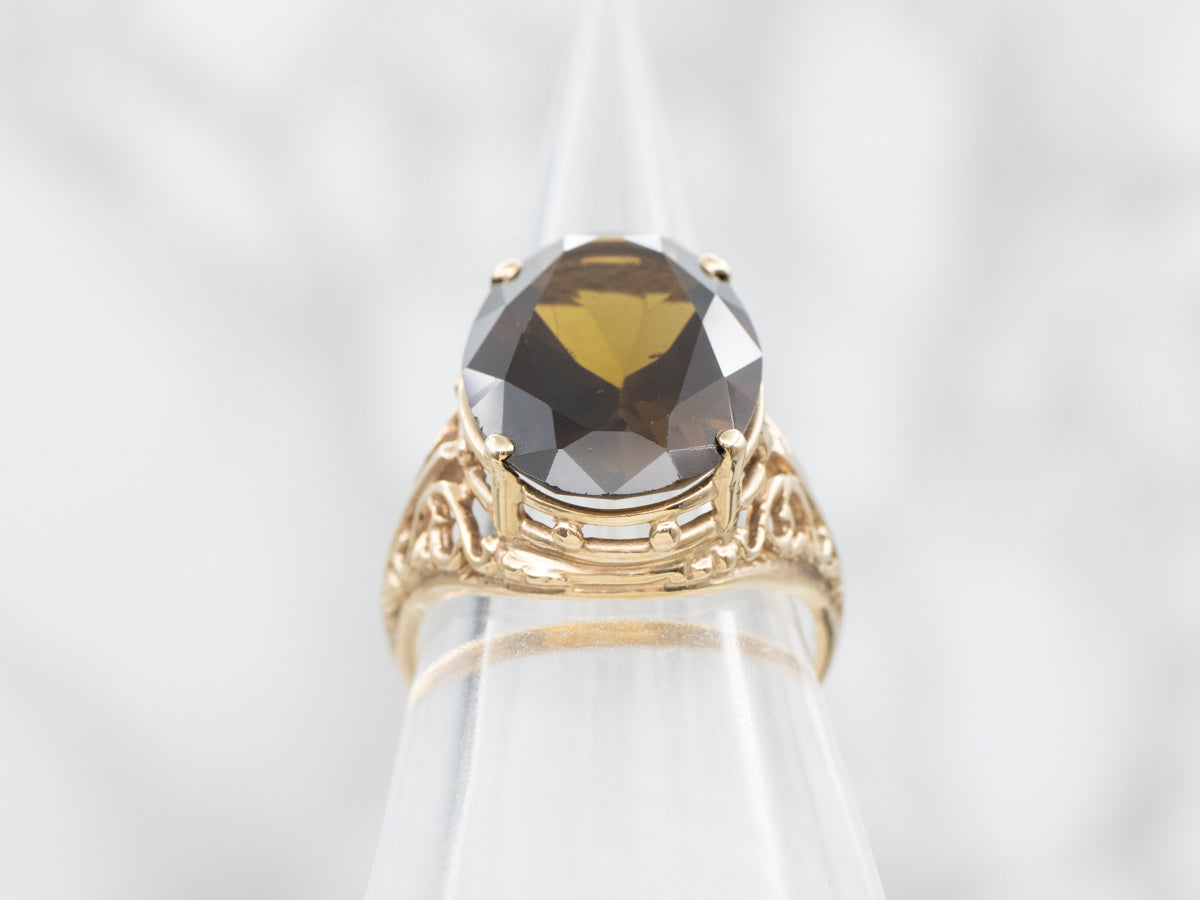 Dravite Tourmaline Gemstone in a Filigree Mounting