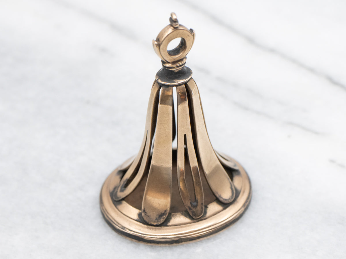 Victorian Rose Gold Fob Pendant Engraved Monogram