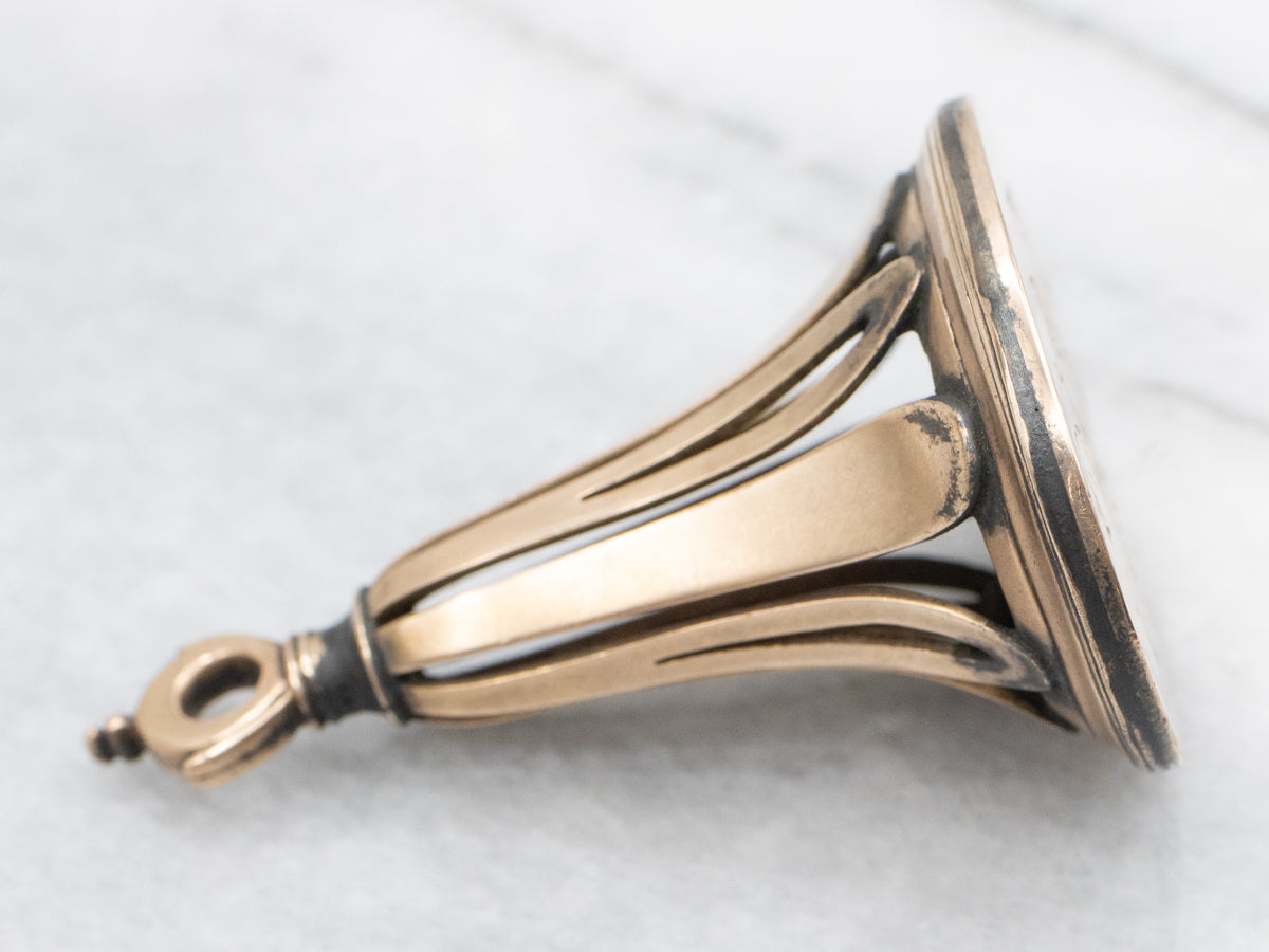 Victorian Rose Gold Fob Pendant Engraved Monogram