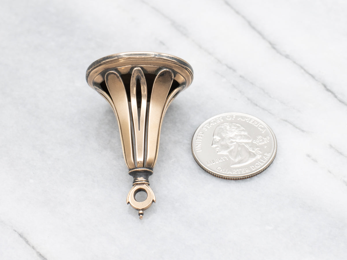 Victorian Rose Gold Fob Pendant Engraved Monogram