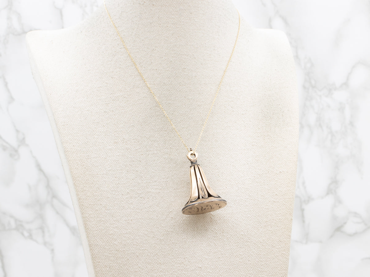 Victorian Rose Gold Fob Pendant Engraved Monogram