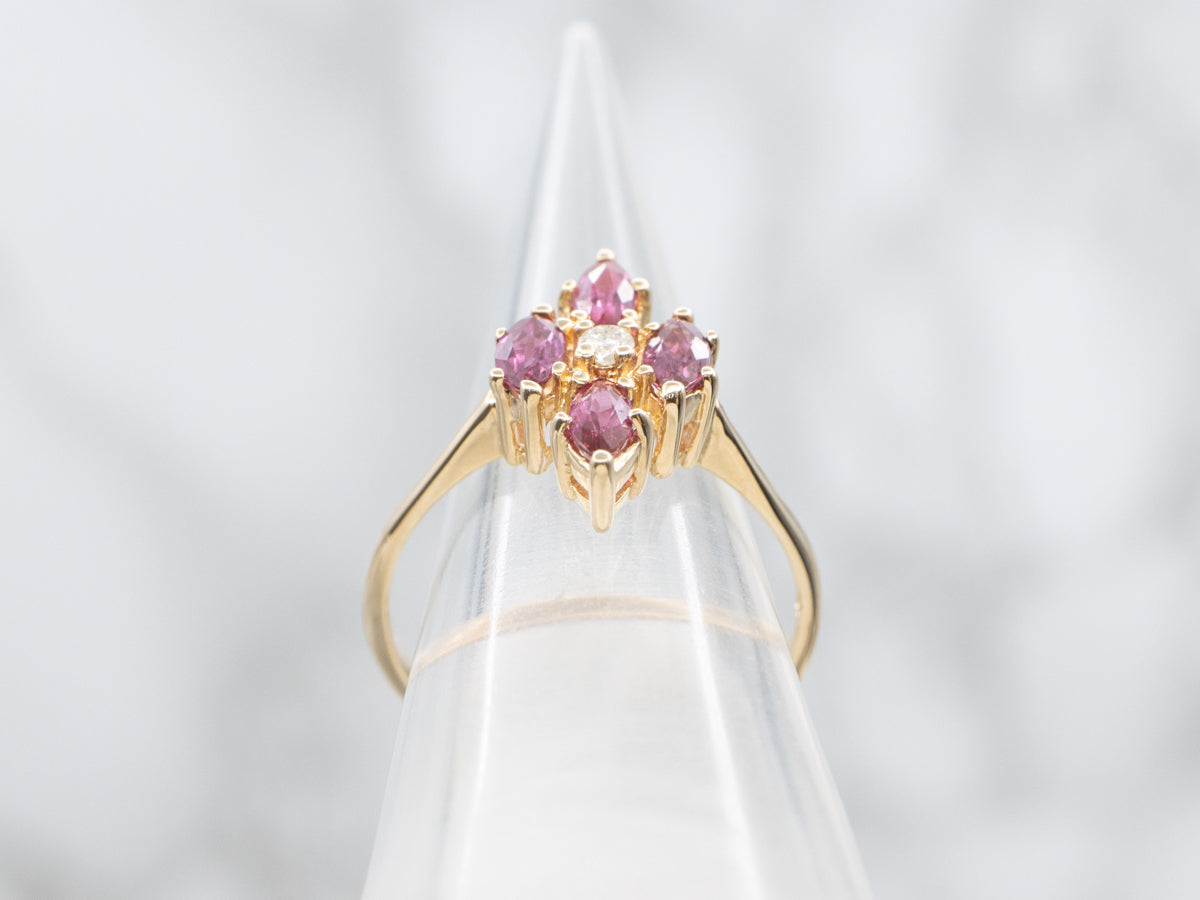 Marquis Ruby and Diamond Halo Ring