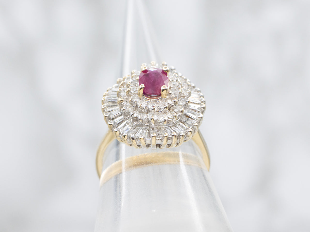 Spectacular Gold Ruby and Diamond Cocktail Ring