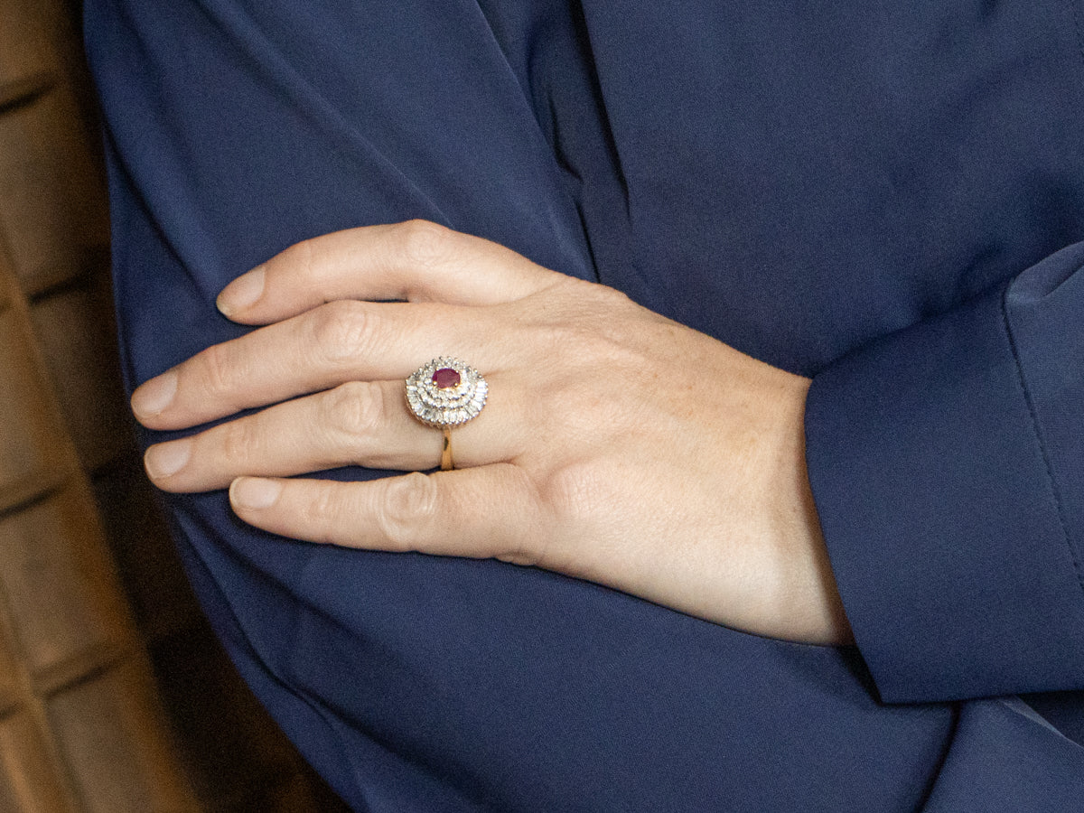 Spectacular Gold Ruby and Diamond Cocktail Ring