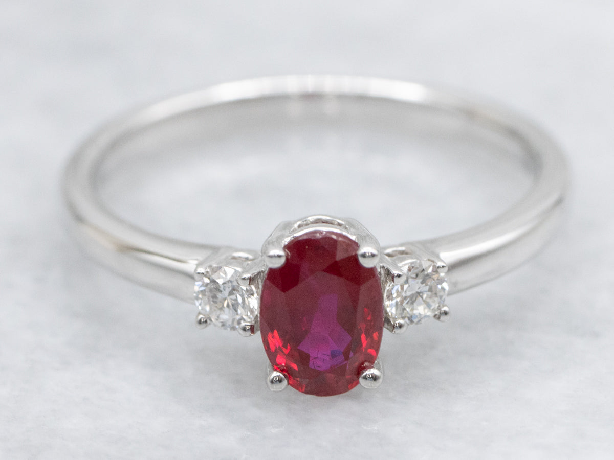 Modern Ruby and Diamond Engagement Ring