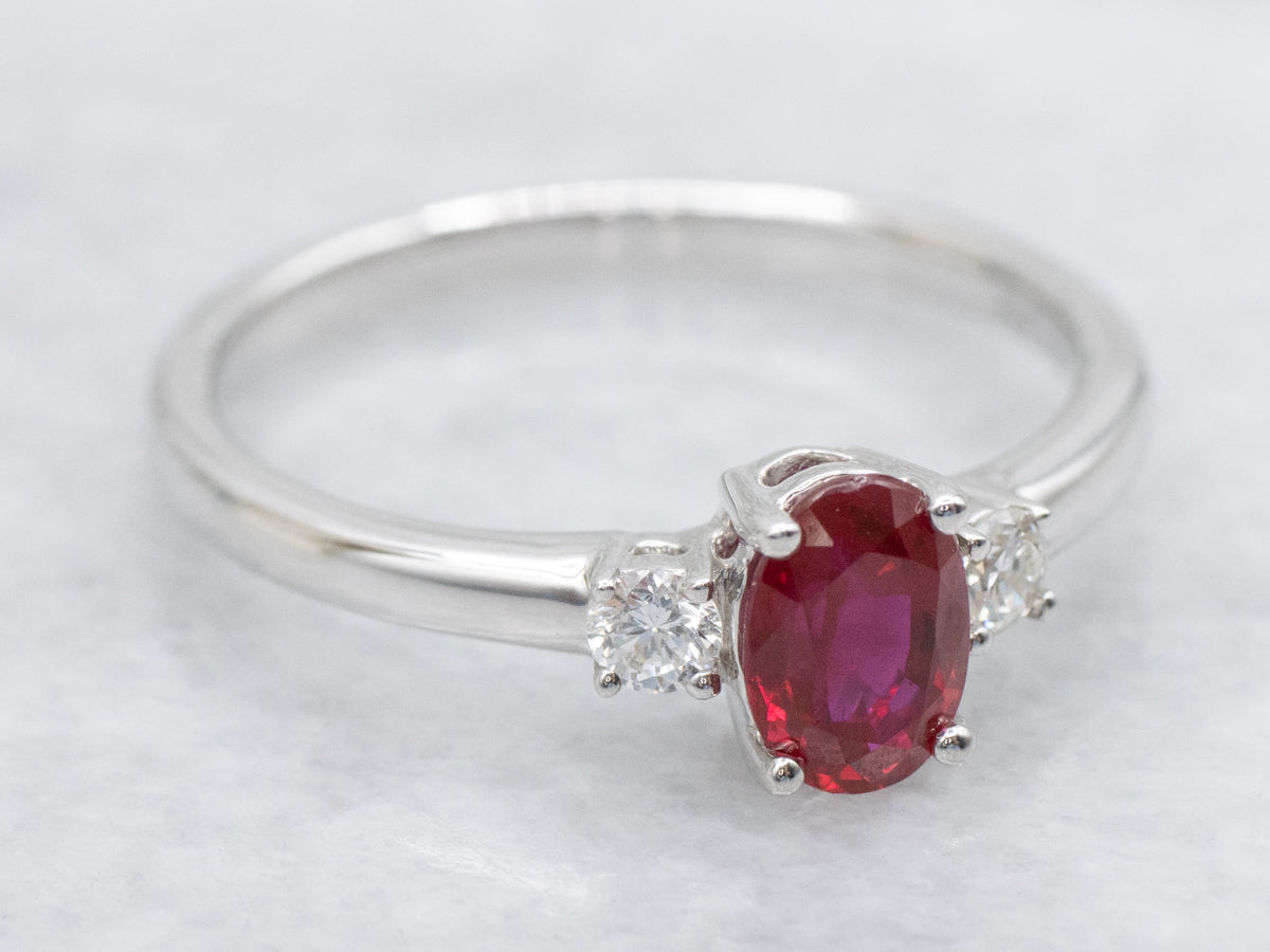 Modern Ruby and Diamond Engagement Ring