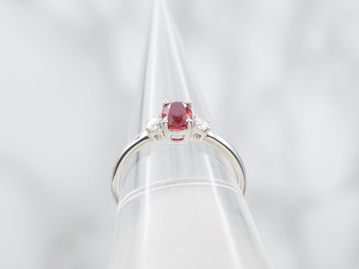 Modern Ruby and Diamond Engagement Ring