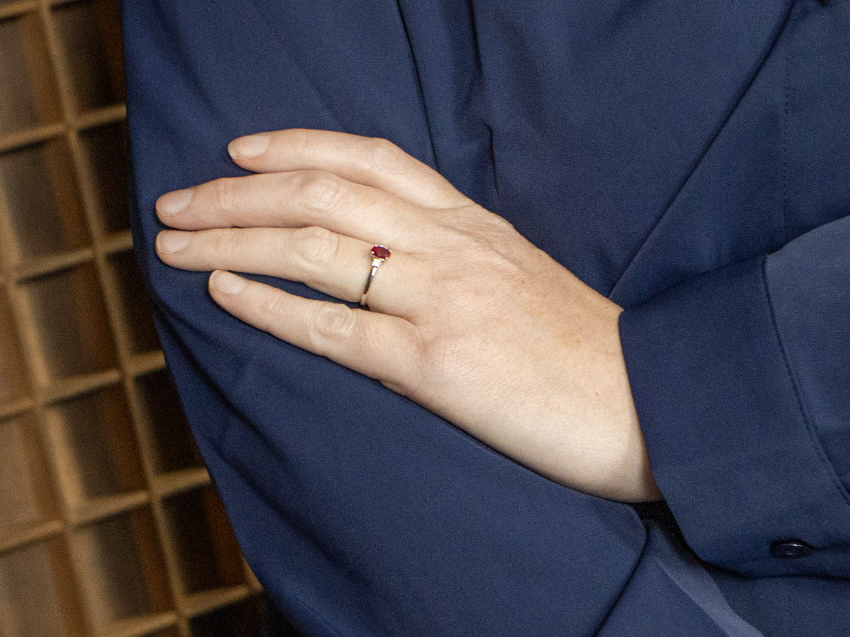 Modern Ruby and Diamond Engagement Ring