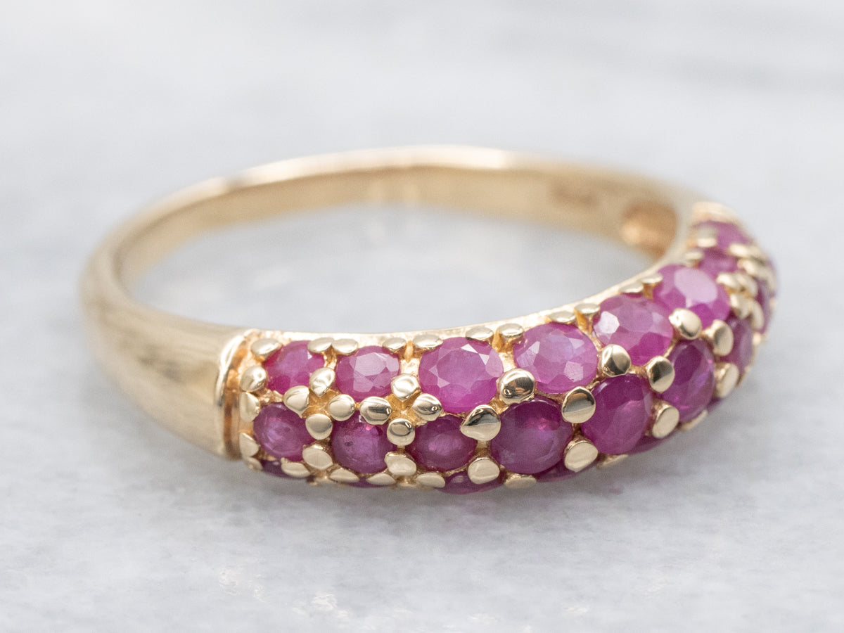 *RESERVED* Pave Set Ruby and Gold Gemstone Band