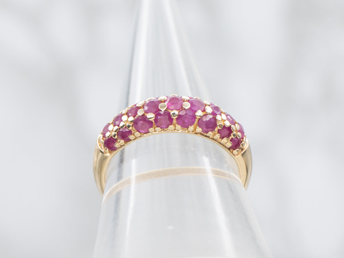 *RESERVED* Pave Set Ruby and Gold Gemstone Band