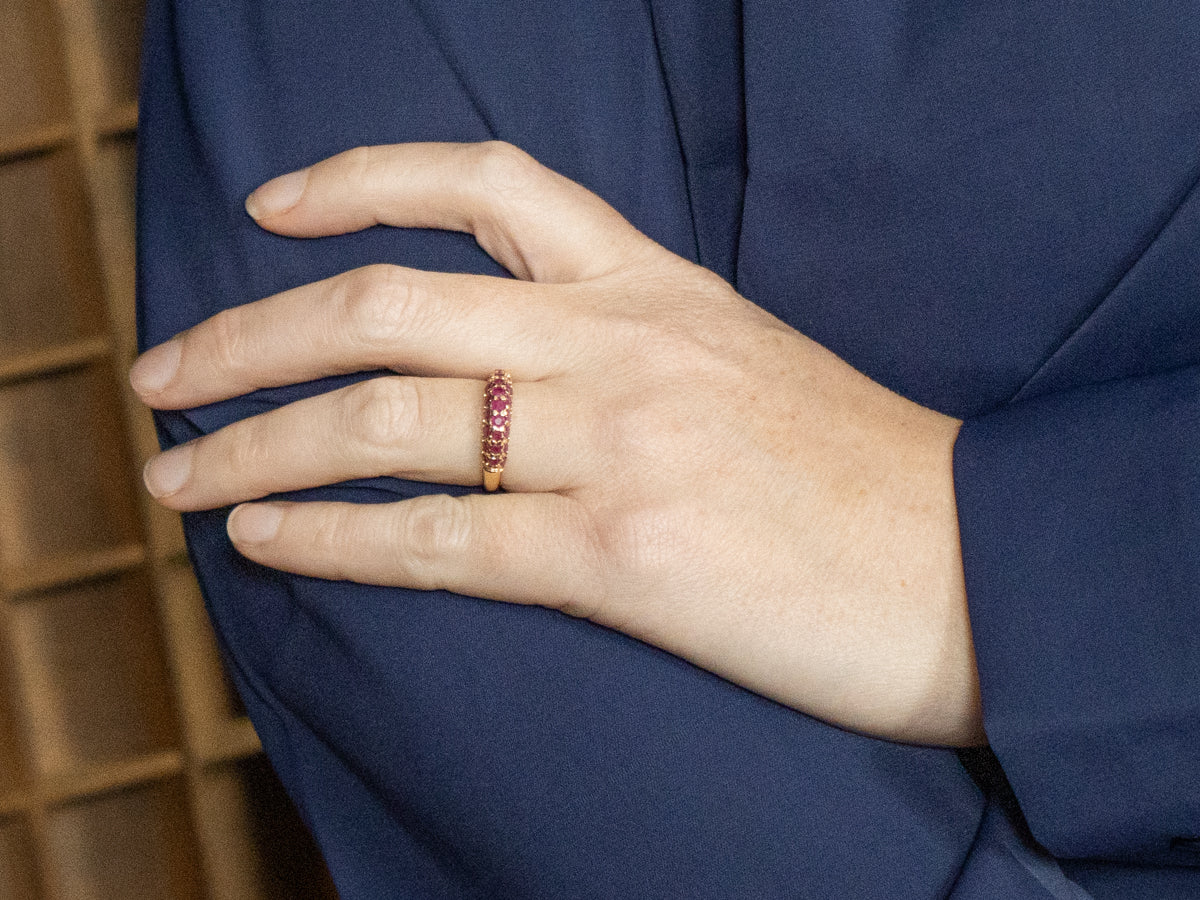 *RESERVED* Pave Set Ruby and Gold Gemstone Band