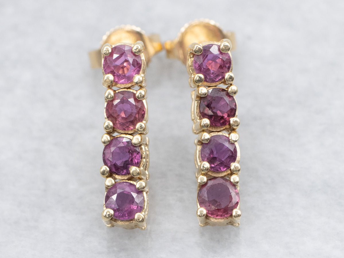 Ruby Gold Gemstone Drop Earrings
