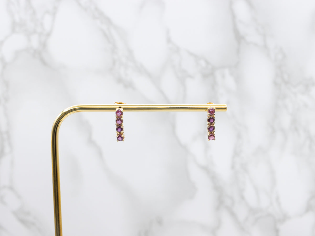 Ruby Gold Gemstone Drop Earrings