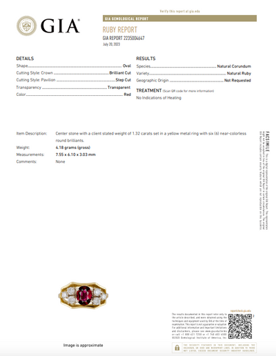 Yellow Gold GIA Certified Oval Cut Ruby Ring with Diamond Accents