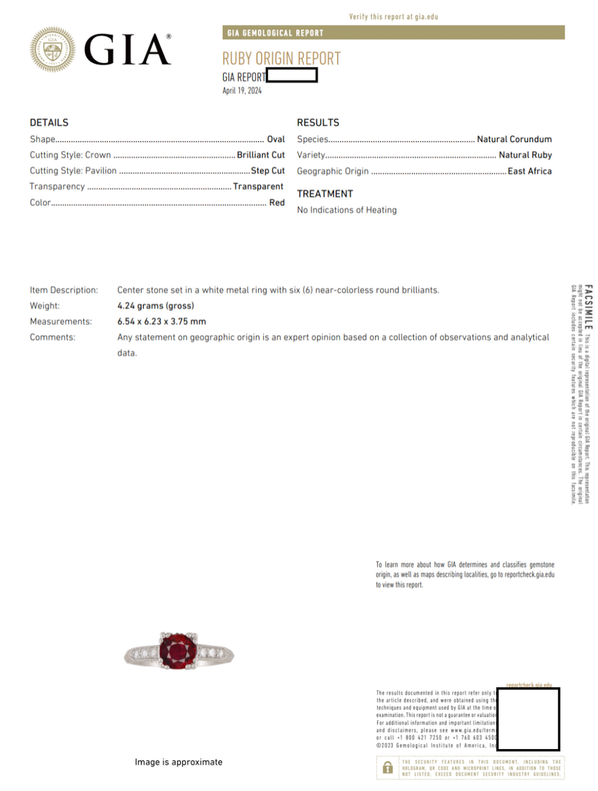 Platinum GIA Certified Ruby and Diamond Engagement Ring
