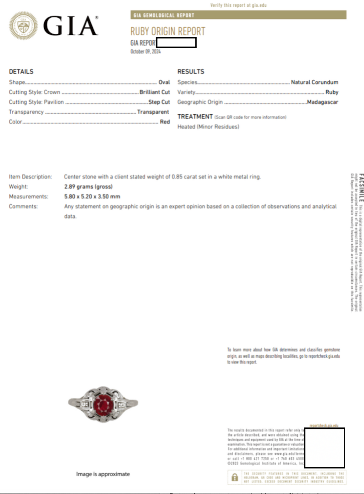 Art Deco GIA-Certified Ruby Solitaire Ring White Gold