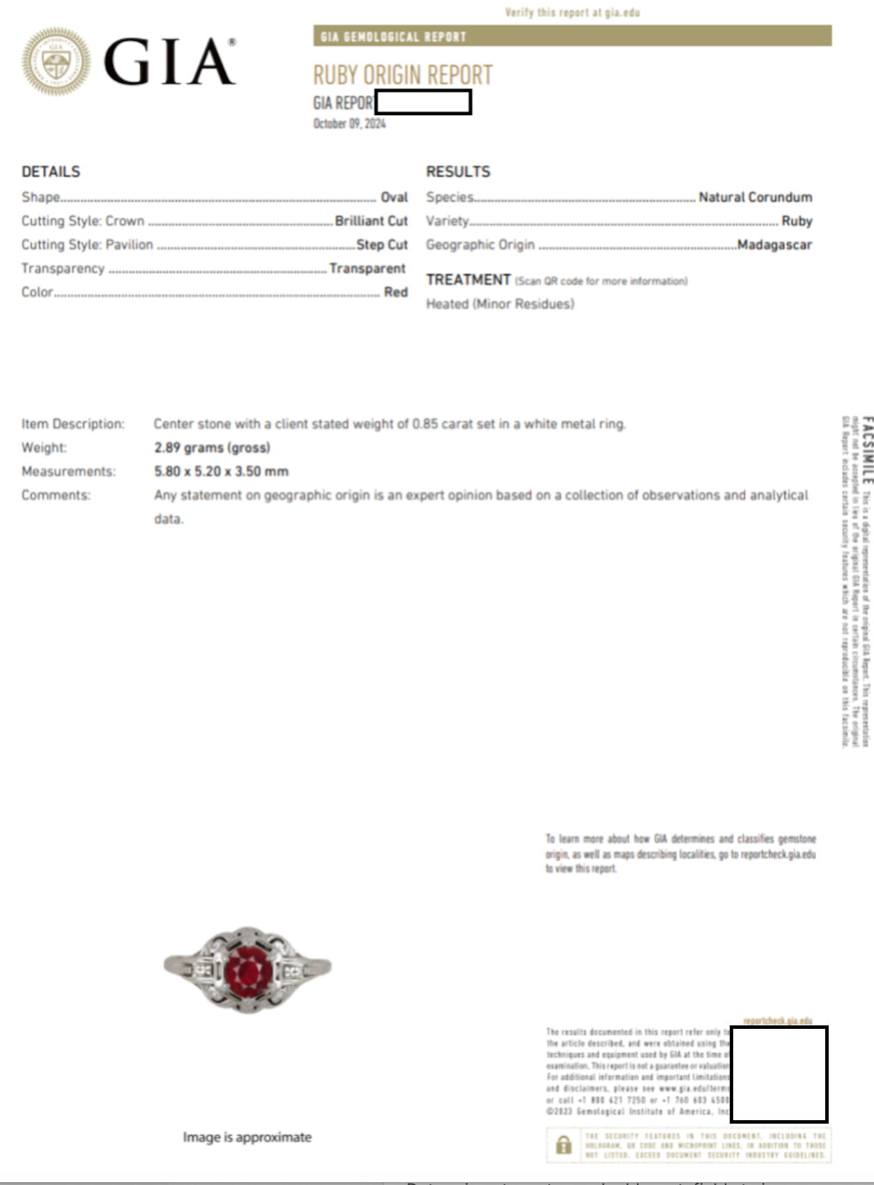 Art Deco GIA-Certified Ruby Solitaire Ring White Gold