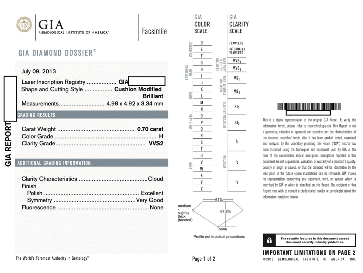 GIA Certified Cushion Cut Diamond Engagement Ring