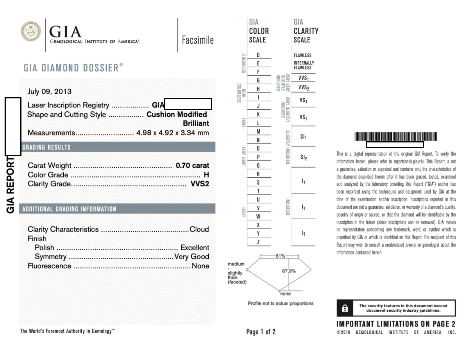 GIA Certified Cushion Cut Diamond Engagement Ring