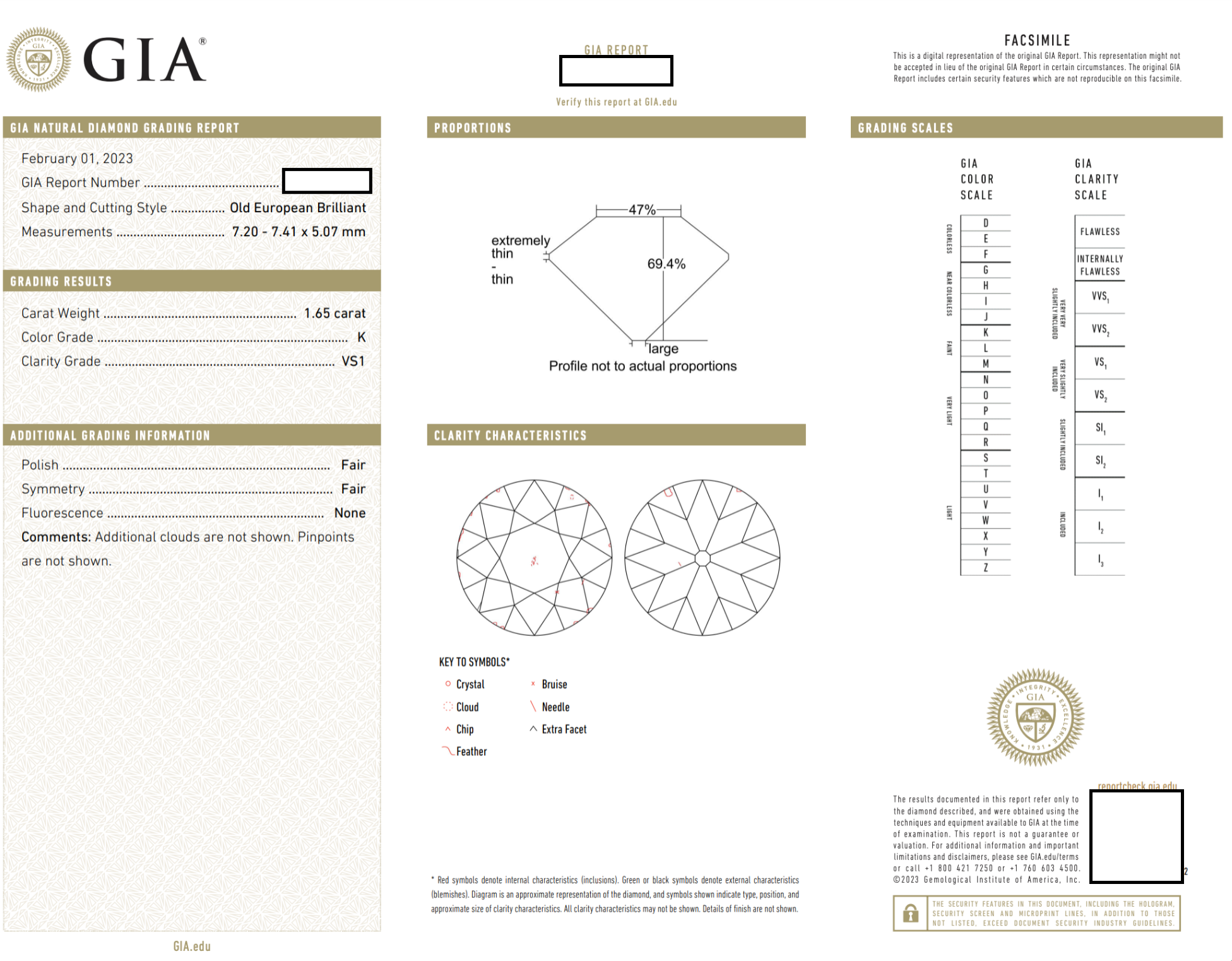 Art Deco GIA Certified Old European Cut Diamond Solitaire Engagement Ring