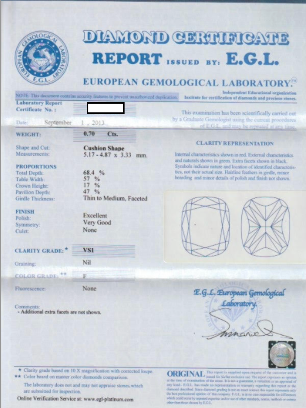 Modern EGL Certified Diamond Engagement Ring with Diamond Shoulders