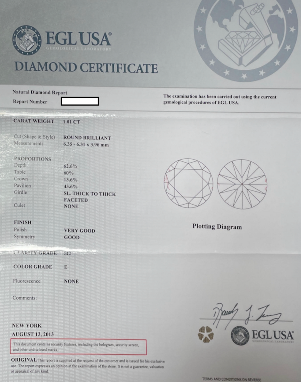 Highly Polished White Gold EGL Certified Diamond Solitaire Engagement Ring