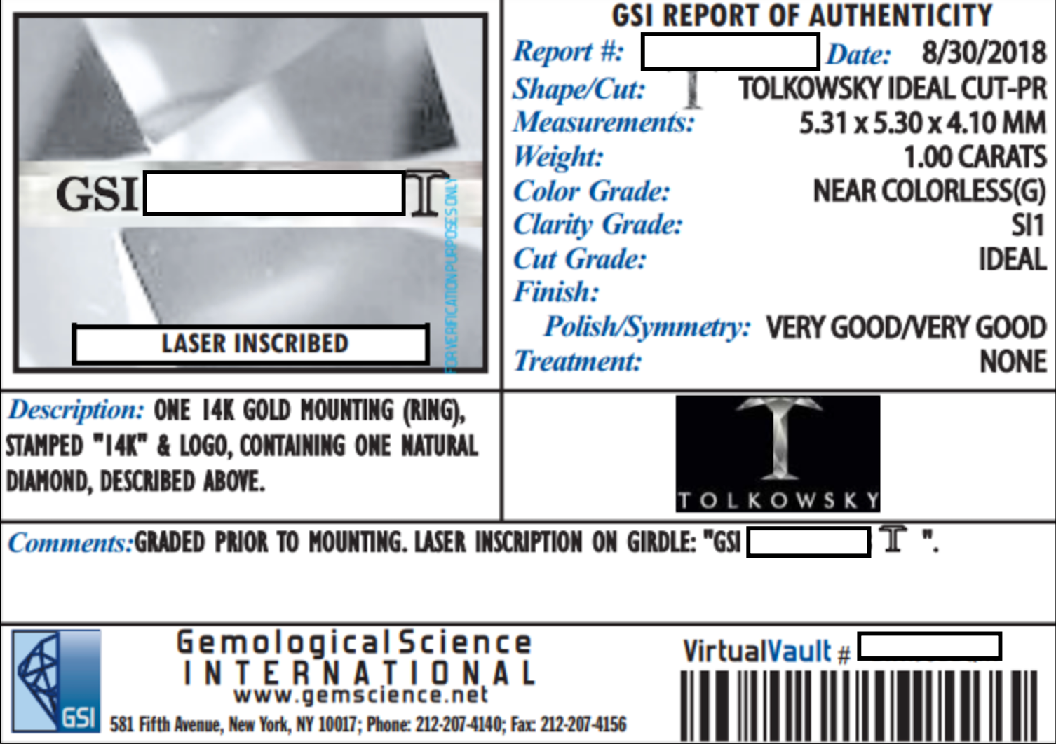 Modern GSI Certified Diamond Engagement Ring with Diamond Accents