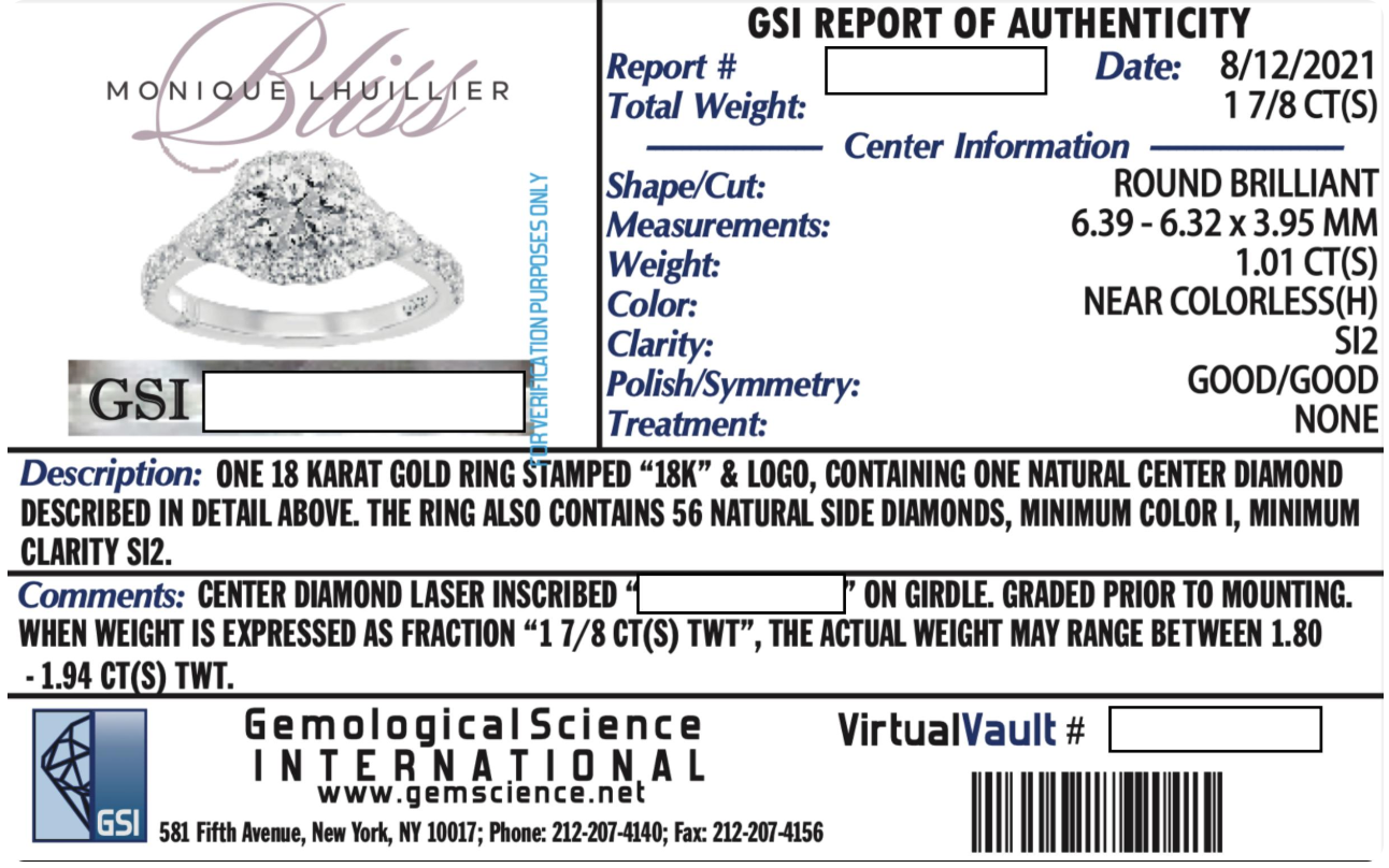 Modern GSI Certified Diamond Engagement Ring