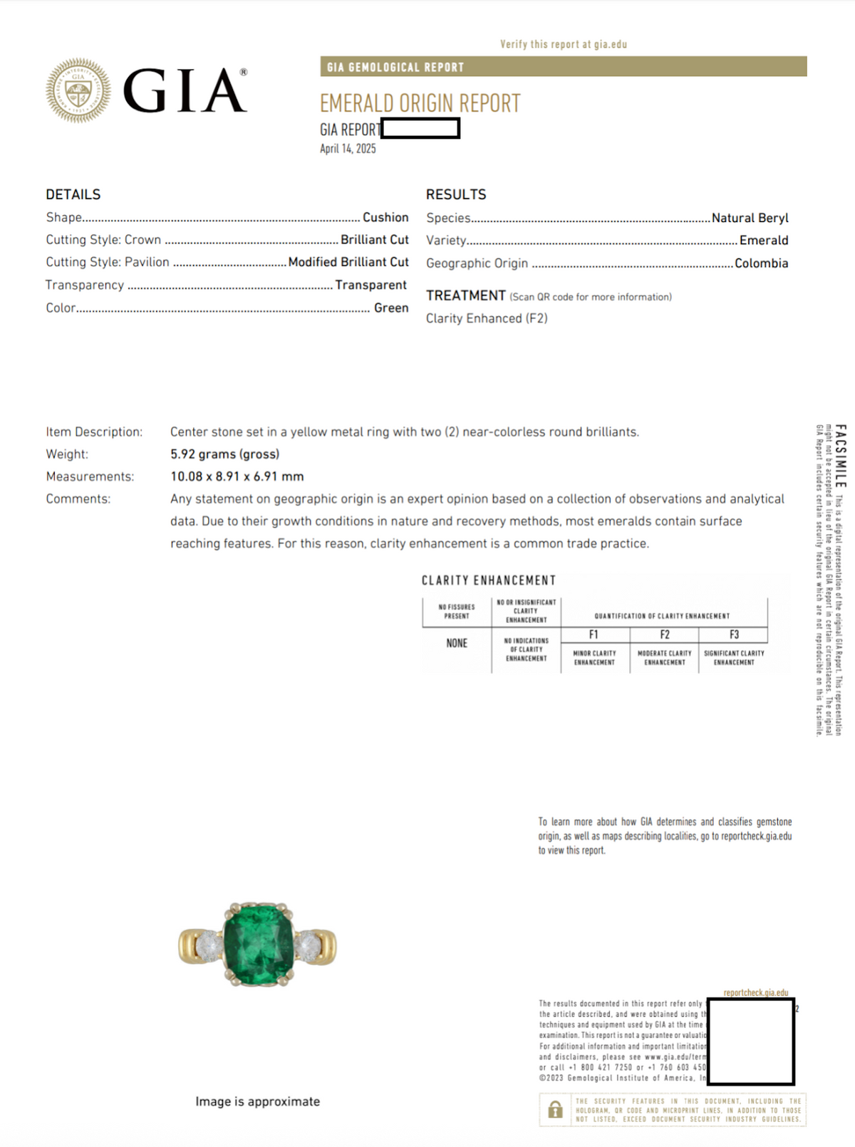 GIA Certified Colombian Emerald and Diamond Engagement Ring