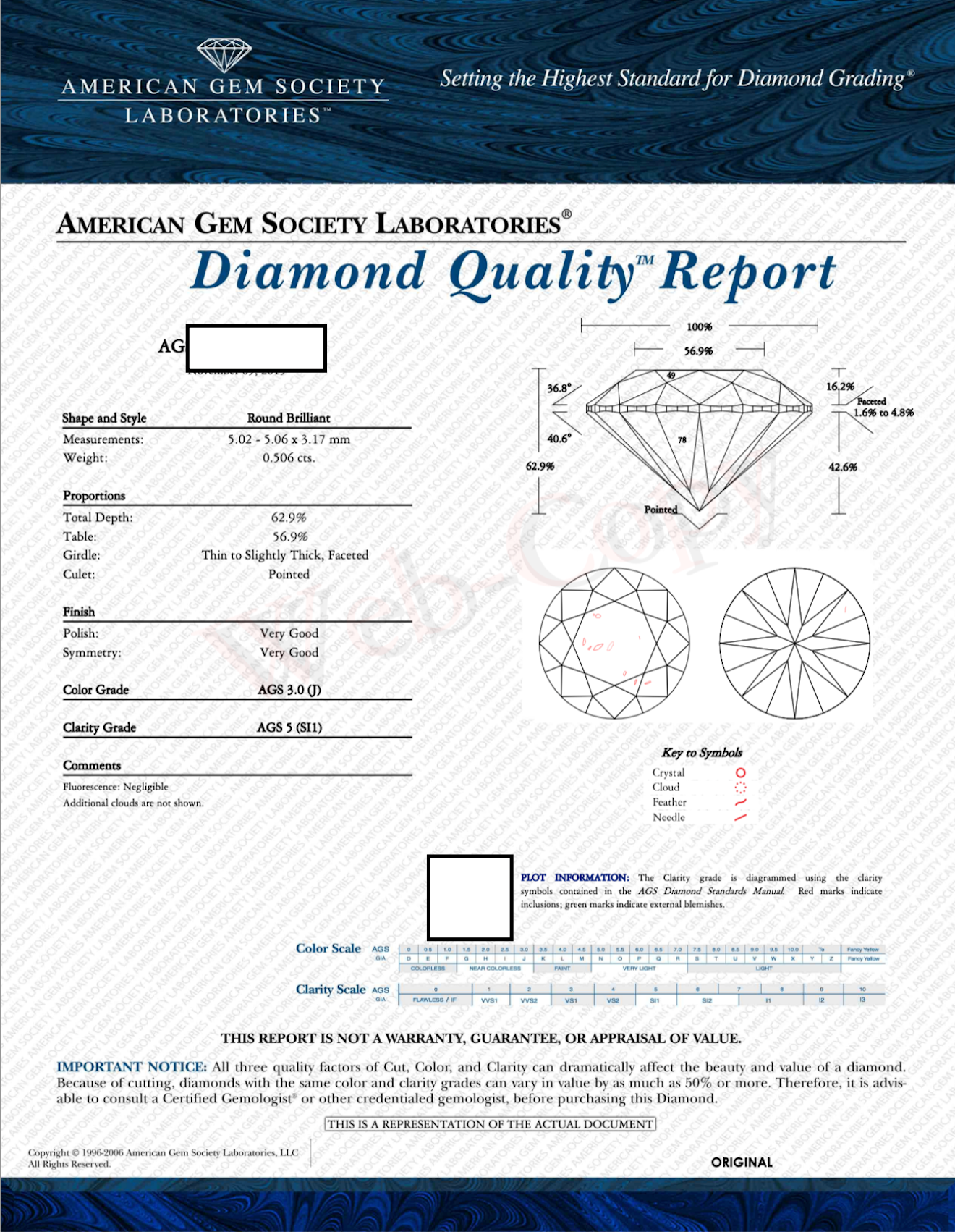 Platinum Certified Round Brilliant Diamond Engagement Ring