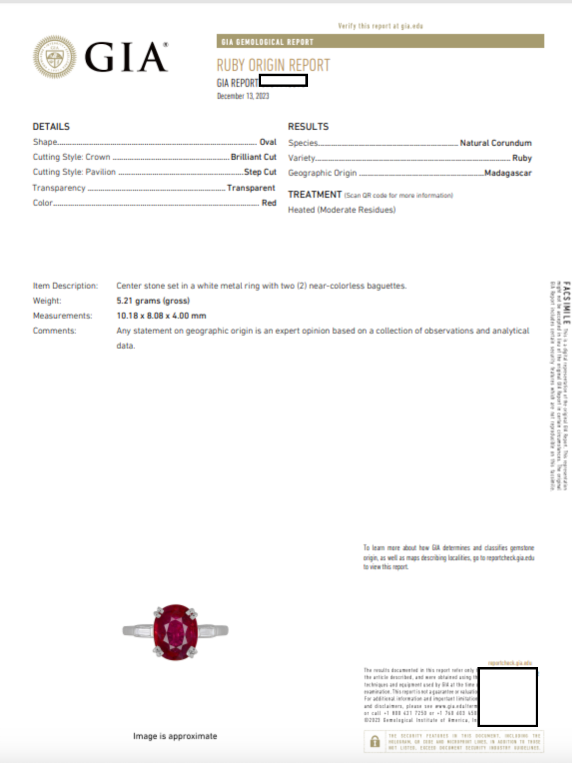 Platinum GIA Certified Ruby and Diamond Ring