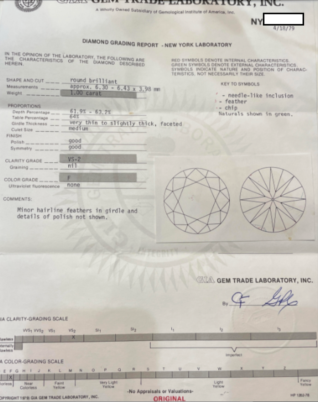 Stunning 1970's GIA Certified Diamond Engagement Ring