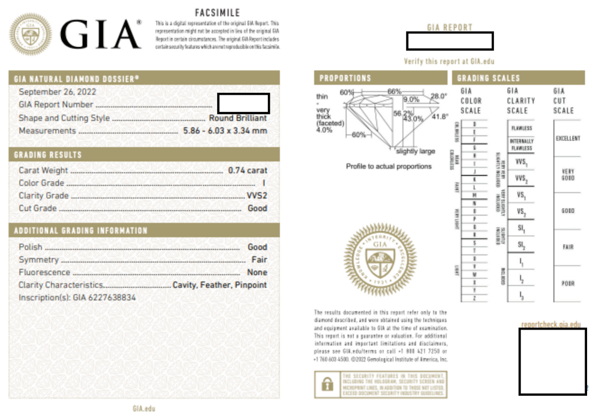 GIA Certified European Round Brilliant Diamond Solitaire Engagement Ring