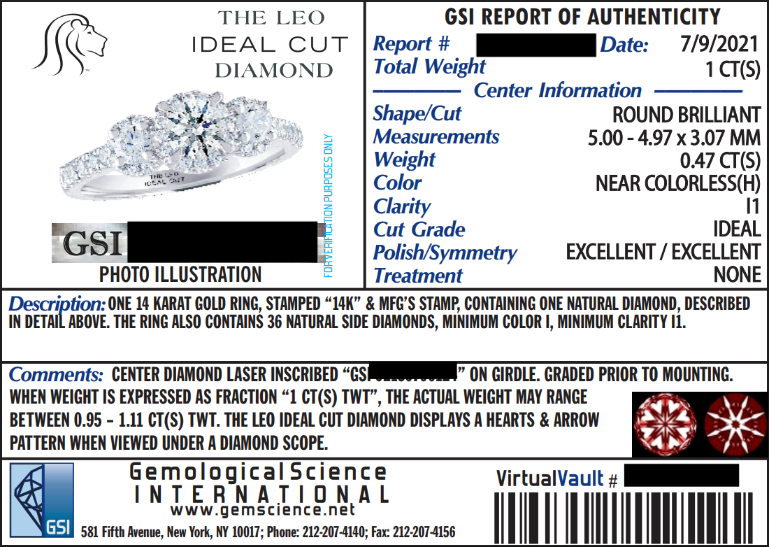 GSI-Certified The Leo Ideal Cut Diamond White Gold Engagement Ring