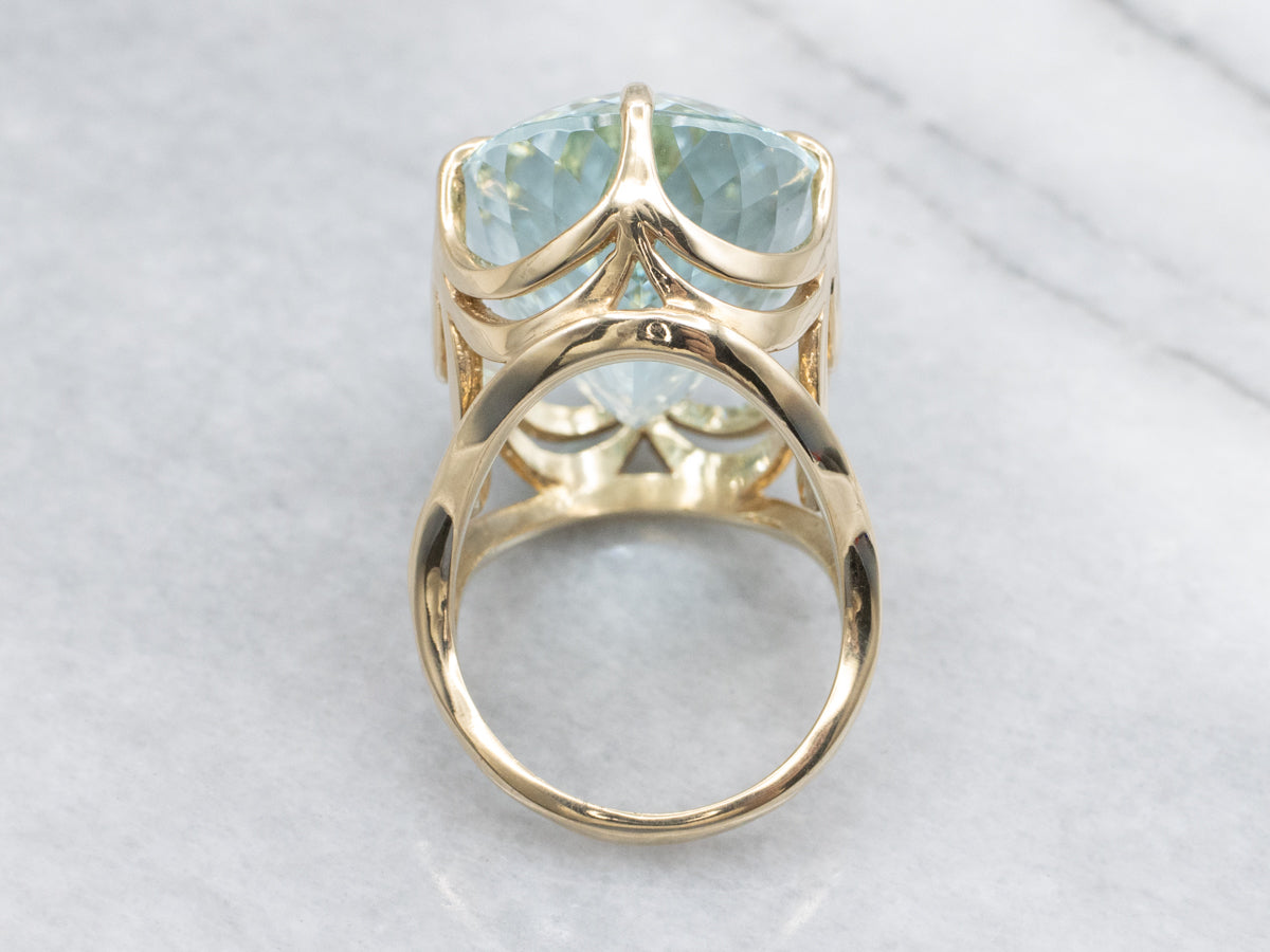 Stunning Aquamarine Cocktail Ring in 14K Yellow Gold