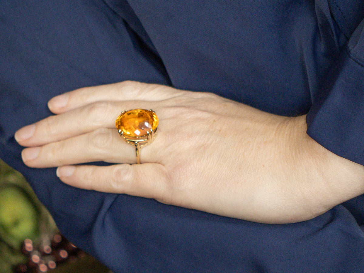 Citrine and Gold Vivian Cocktail Ring by Elizabeth Henry