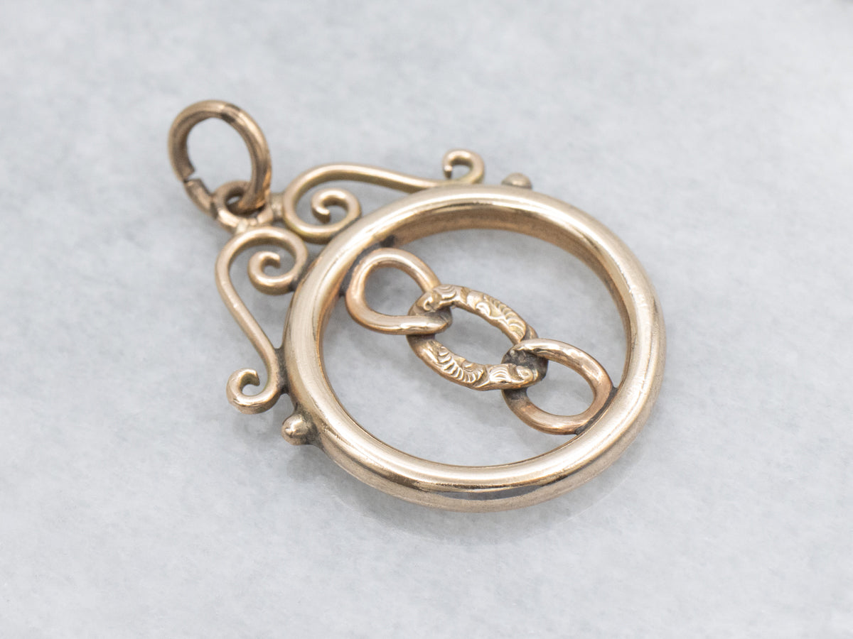 Victorian Triple Link Hamilton Gold Fob Pendant
