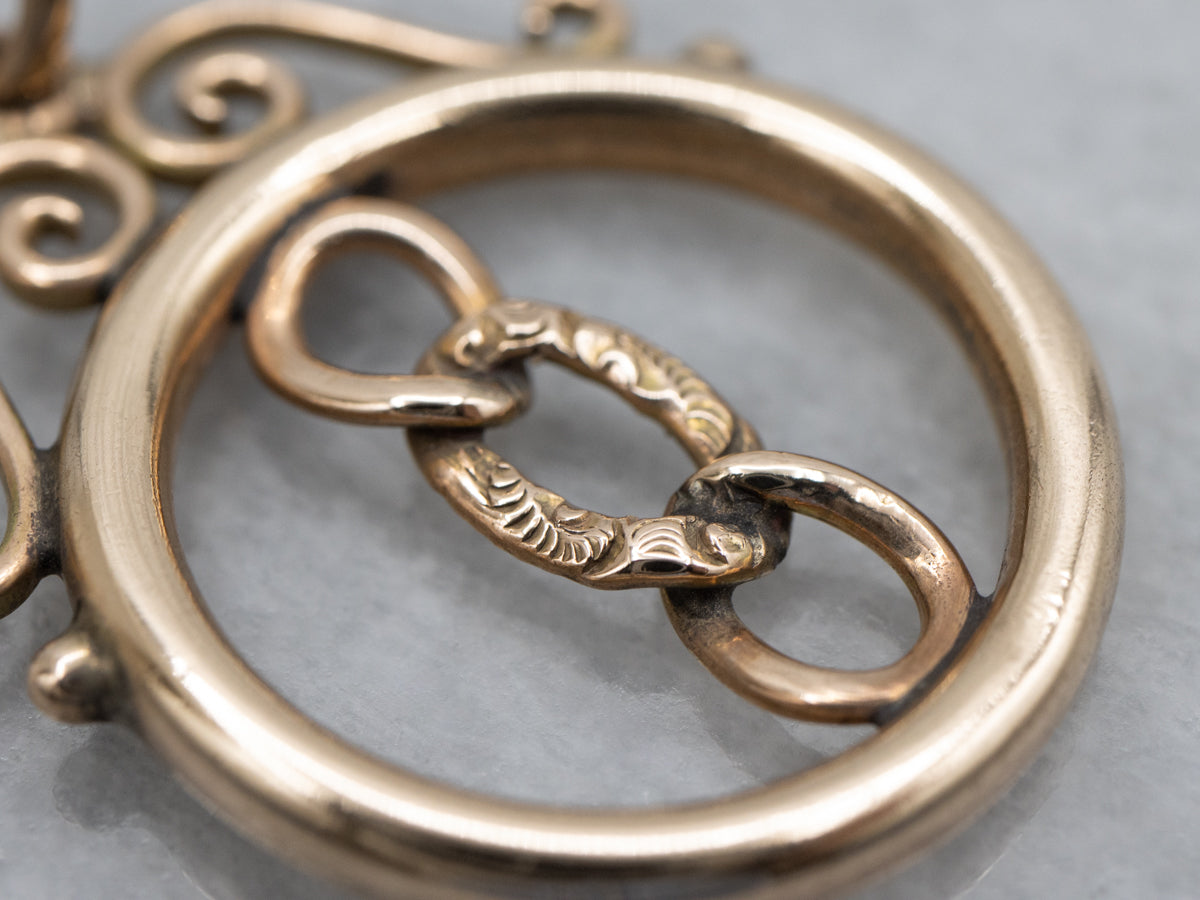 Victorian Triple Link Hamilton Gold Fob Pendant