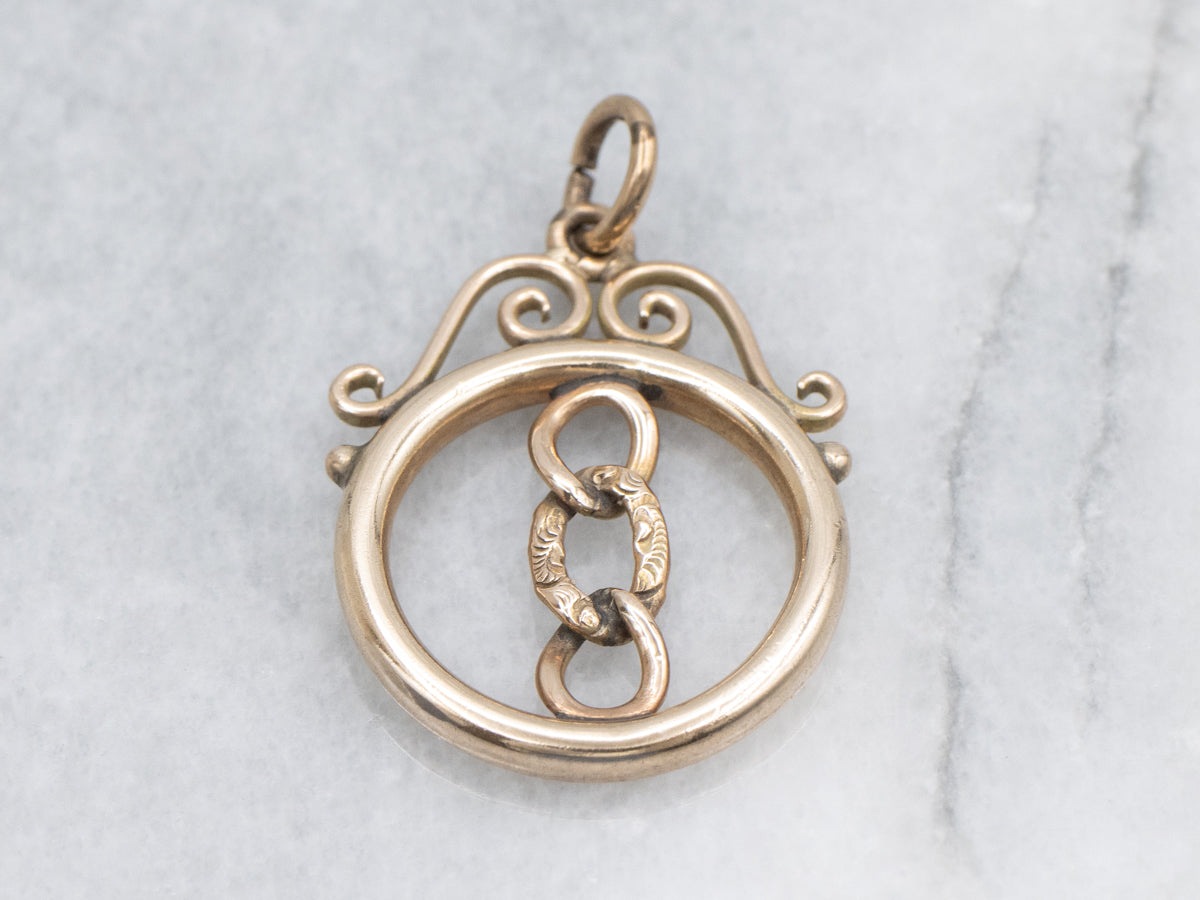 Victorian Triple Link Hamilton Gold Fob Pendant