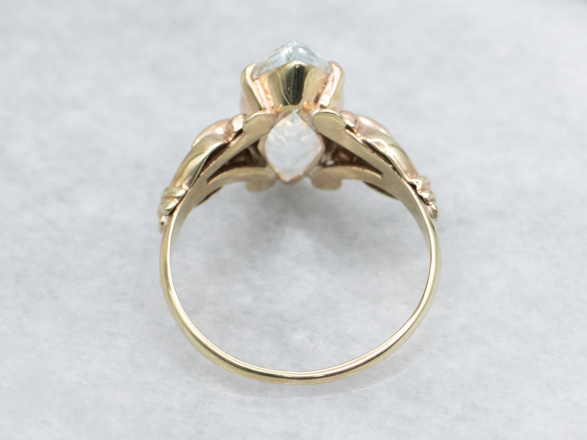 Vintage Marquise-Cut Aquamarine Solitaire Ring
